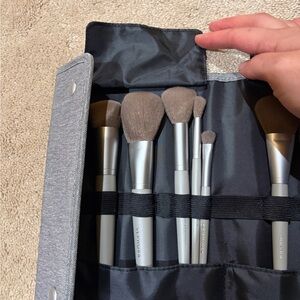 Sephora Gray Brush ten 10 Set with Silver Ferrules with case.